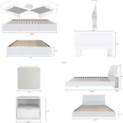 Ensemble grand lit avec rangement (60