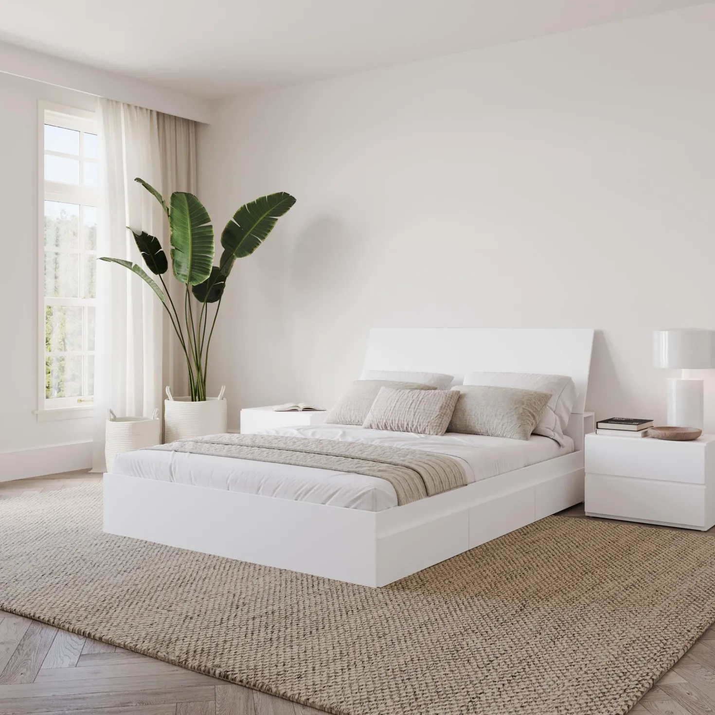 Ensemble lit double avec rangement (54") - 4mcx - Nexera