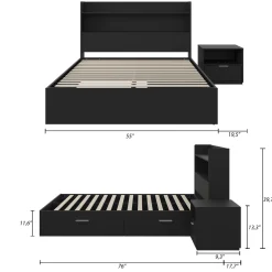 Ensemble lit double avec rangement (54