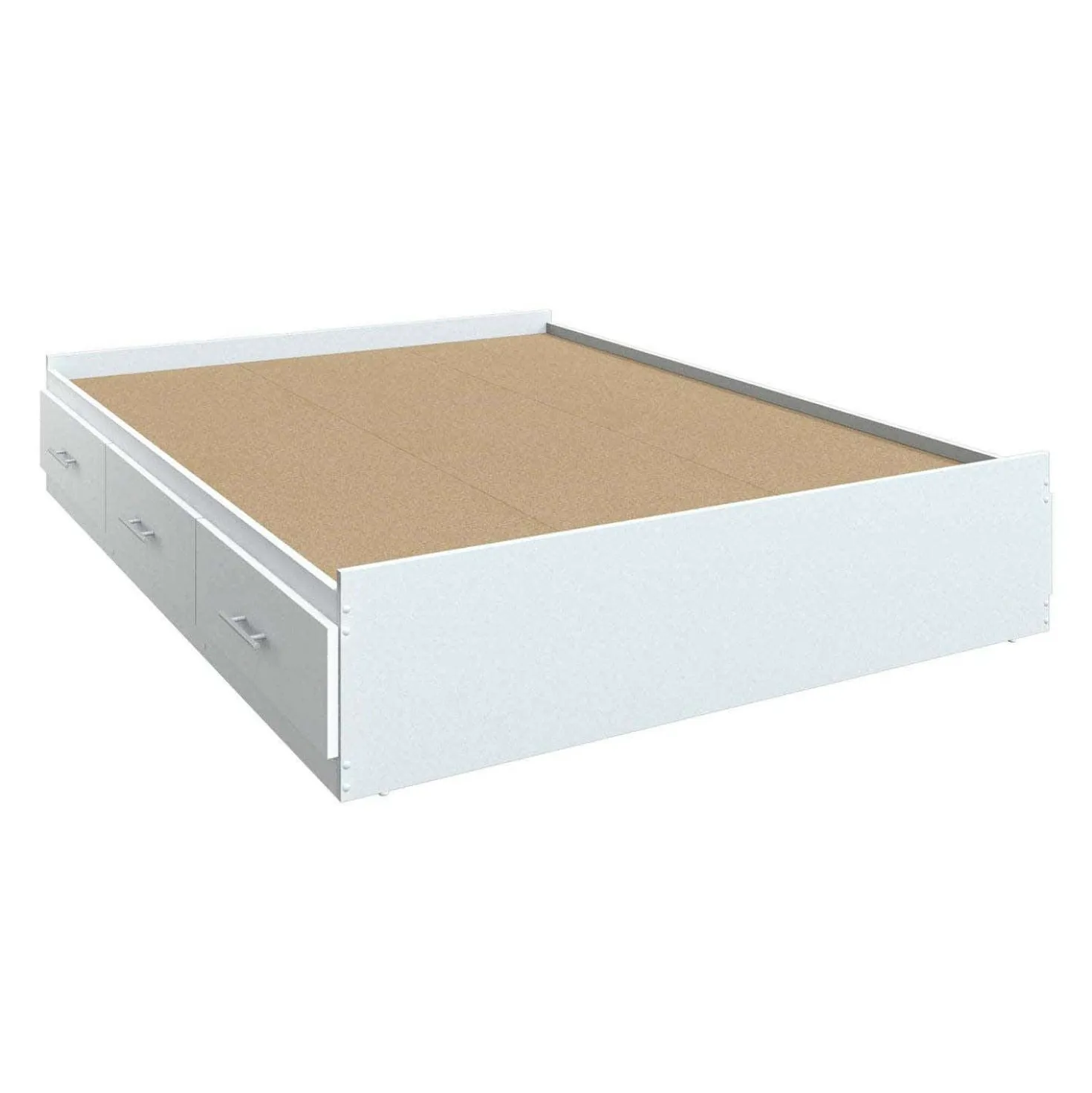 Ensemble lit double avec rangement 6 tiroirs, tête de lit et table de chevet (54")
