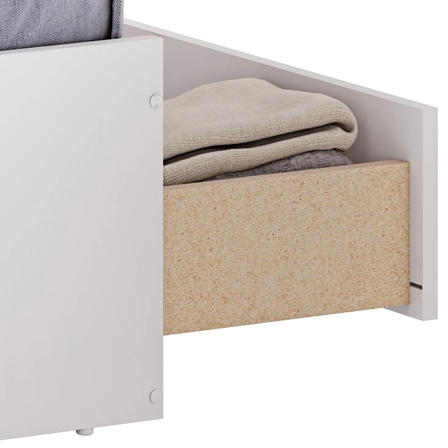 Ensemble lit double avec rangement 6 tiroirs, tête de lit et table de chevet (54")