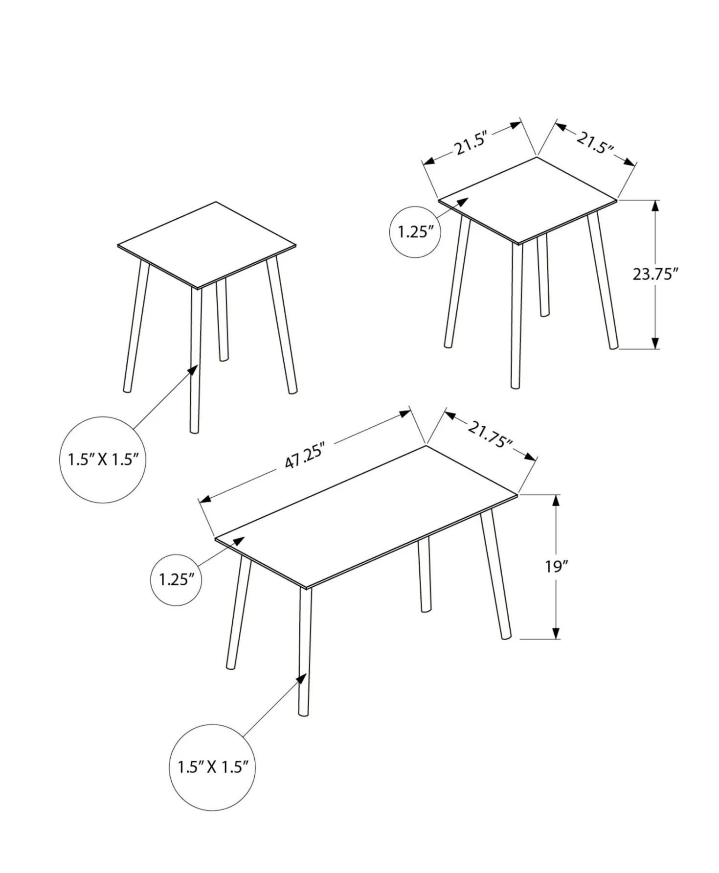 Ensemsble tables de salon 3 mcx - Monarch
