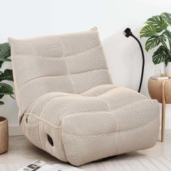 Fauteuil berçant inclinable avec support à cellulaire - beige