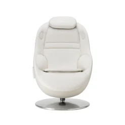 Fauteuil de massage inclinable électrique avec ottoman en cuir synthétique - blanc