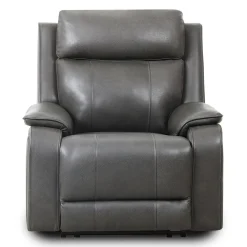 Fauteuil inclinable électrique en cuir avec appui-tête ajustable - gris