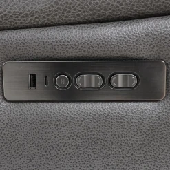 Fauteuil inclinable électrique en cuir avec appui-tête ajustable - gris