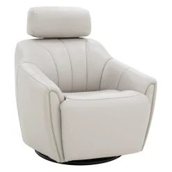 Fauteuil inclinable pivotant électrique en cuir avec système audio intégré - beige