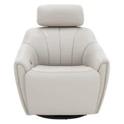 Fauteuil inclinable pivotant électrique en cuir avec système audio intégré - beige