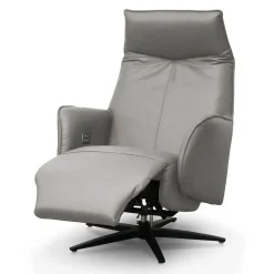 Fauteuil électrique inclinable et pivotant en cuir véritable - sable
