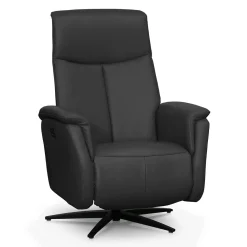 Fauteuil électrique inclinable et pivotant en cuir véritable - gris foncé