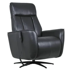 Fauteuil tout cuir électrique inclinable et pivotant 4 moteurs avec massage, haut-parleurs intégrés et lumières LED