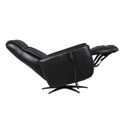 Fauteuil tout cuir électrique inclinable et pivotant 4 moteurs avec massage, haut-parleurs intégrés et lumières LED