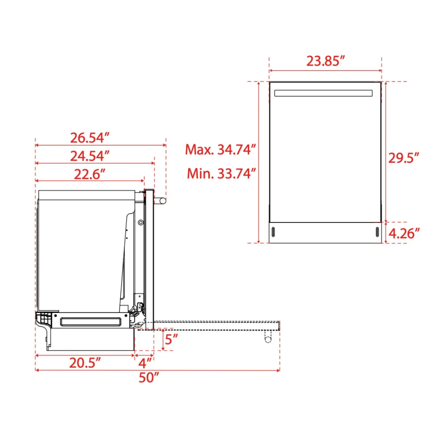 FORNO Lave-vaisselle Encastré Noir 24" 49dB - FDWBI8067-24