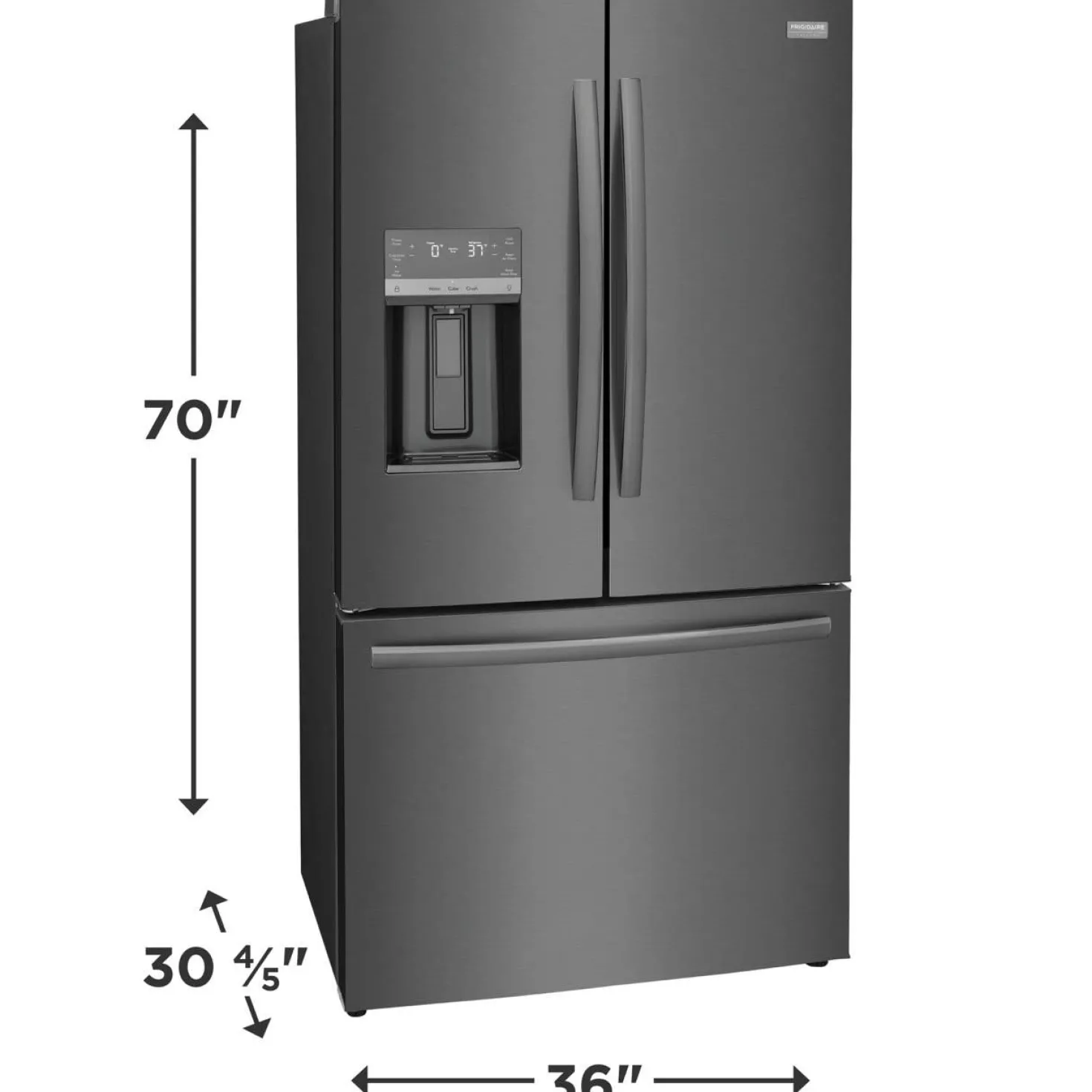 FRIGIDAIRE GALLERY Réfrigérateur 22,6 pi3 36 po Inox noir Congélateur en bas, Portes françaises - GRFC2353AD
