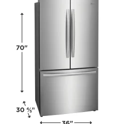 FRIGIDAIRE GALLERY Réfrigérateur 23,3 pi3 36 po Inox Congélateur en bas, Portes françaises - GRFG2353AF