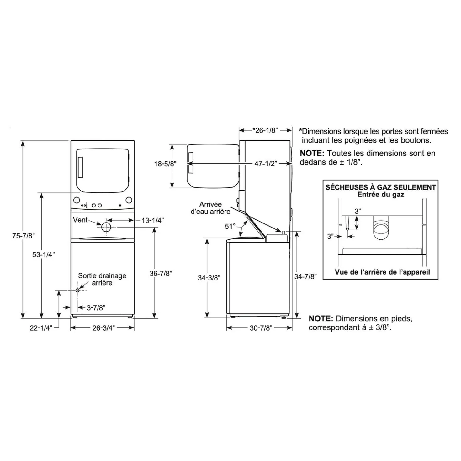 GE Laveuse et sécheuse superposées Chargement par le haut Gris 27'' 800 - GUD57EEMTDG
