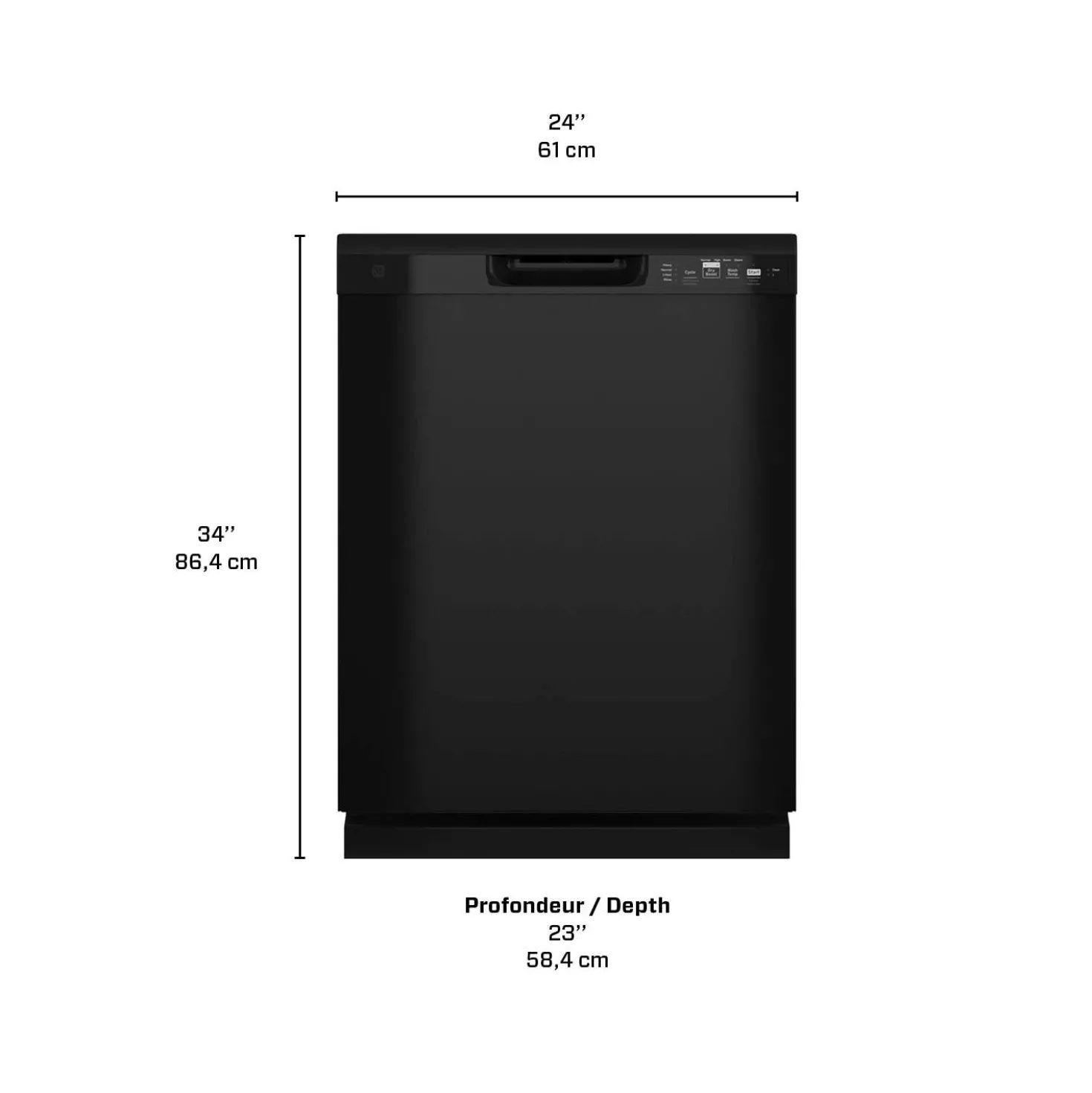 GE Lave-vaisselle Encastré Noir 24" 59dB - GDF511PGRBB