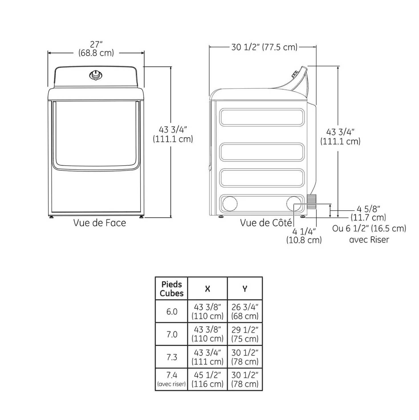 GE Sécheuse Chargement frontal Blanc 27" - GTD68EBMRWS