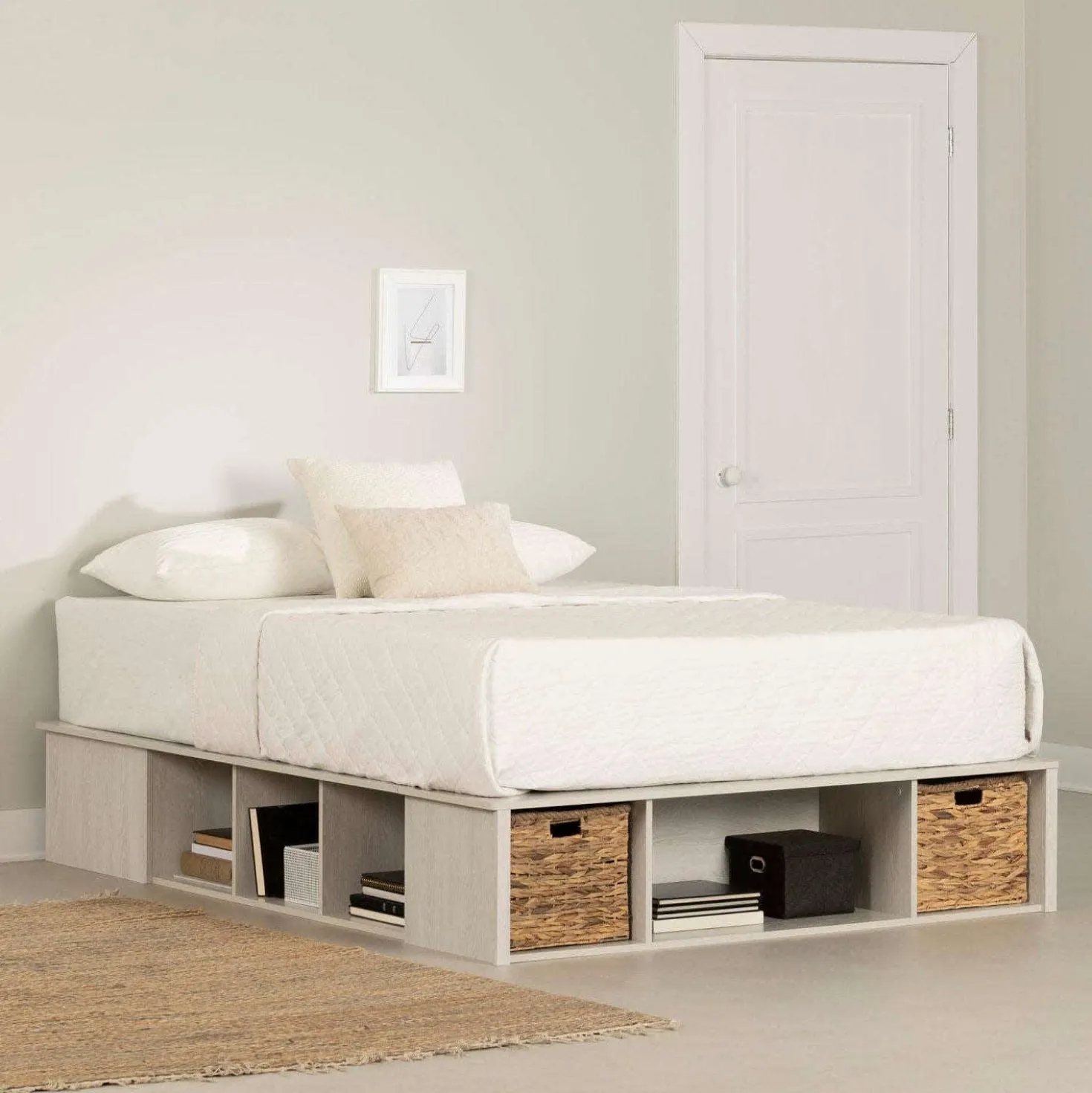 Grand lit avec paniers de rangement (60") - South Shore