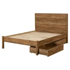 Grand lit avec rangement 2 tiroirs et tête de lit (60