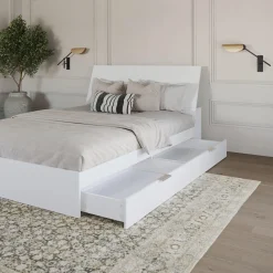 Grand lit avec rangement 2 tiroirs et tête de lit (60