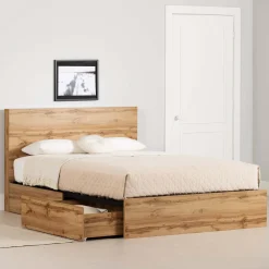 Grand lit avec rangement 2 tiroirs et tête de lit (60") - South Shore