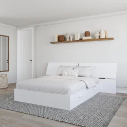 Grand lit avec rangement 2 tiroirs et tête de lit (60