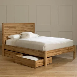 Grand lit avec rangement 2 tiroirs et tête de lit (60