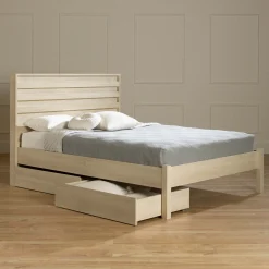 Grand lit avec rangement 2 tiroirs et tête de lit (60