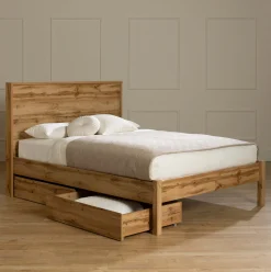 Grand lit avec rangement 2 tiroirs et tête de lit (60