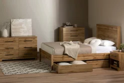 Grand lit avec rangement 2 tiroirs et tête de lit (60