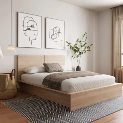 Grand lit plateforme avec tête de lit (60