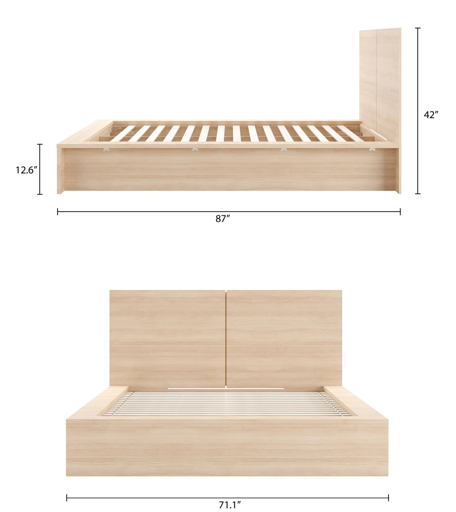 Grand lit plateforme avec tête de lit (60") - Nexera