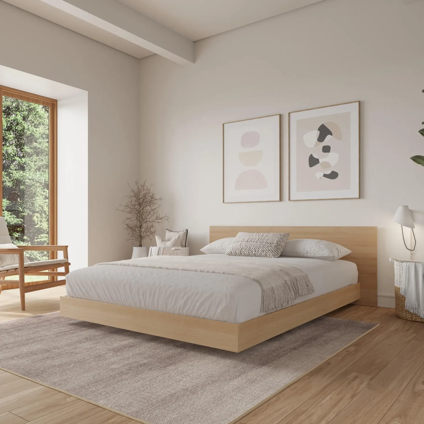 Grand lit plateforme avec tête de lit (60") - Nexera