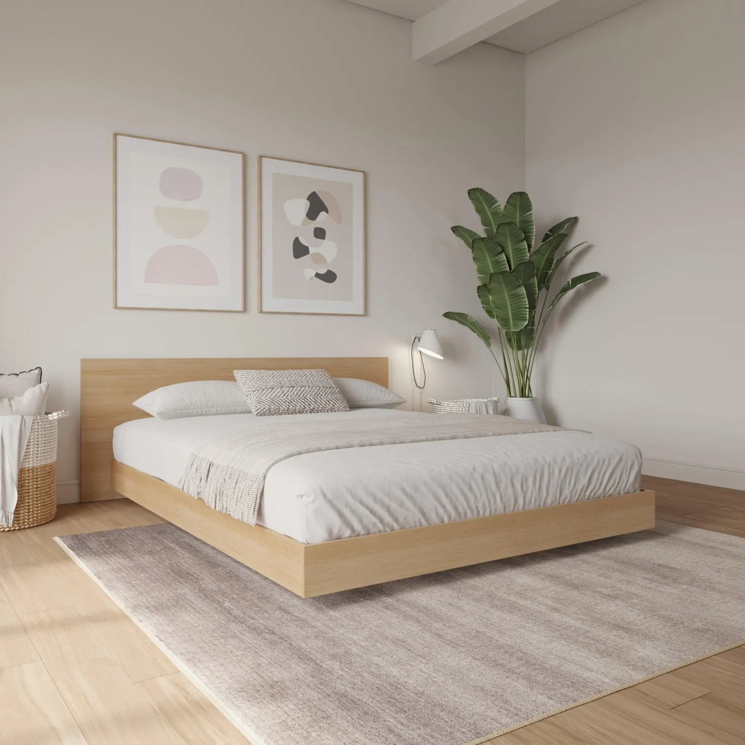 Grand lit plateforme avec tête de lit (60") - Nexera