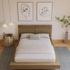 Grand lit plateforme avec tête de lit (60