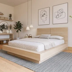 Grand lit plateforme avec tête de lit (60