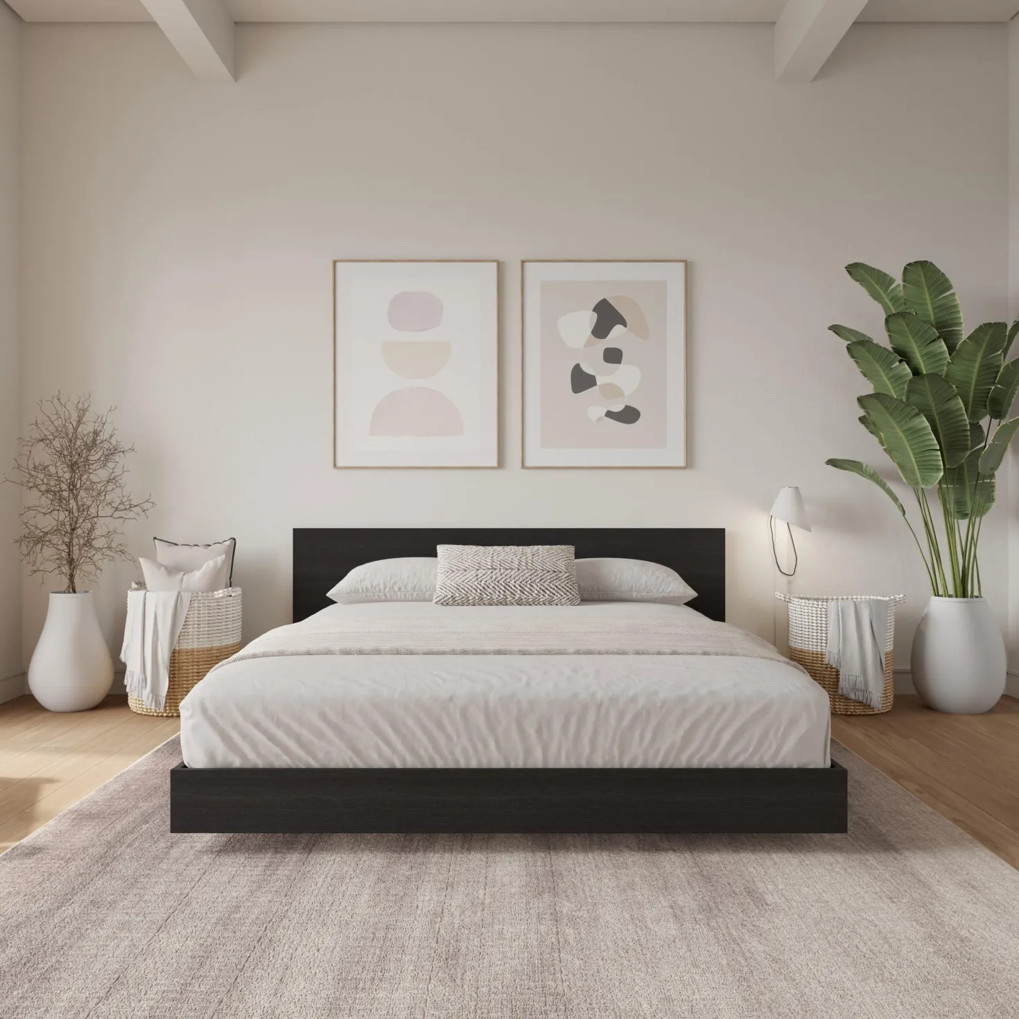 Grand lit plateforme avec tête de lit (60") - Nexera