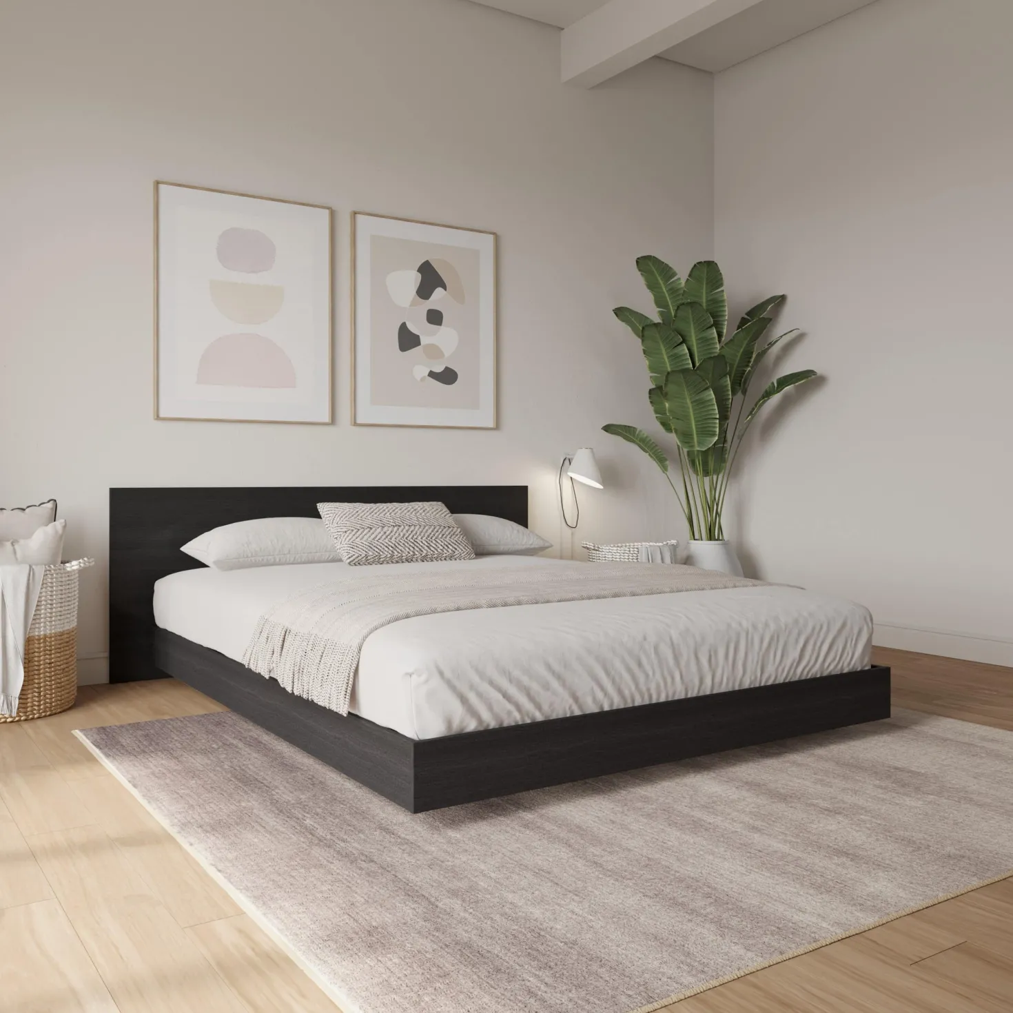 Grand lit plateforme avec tête de lit (60") - Nexera