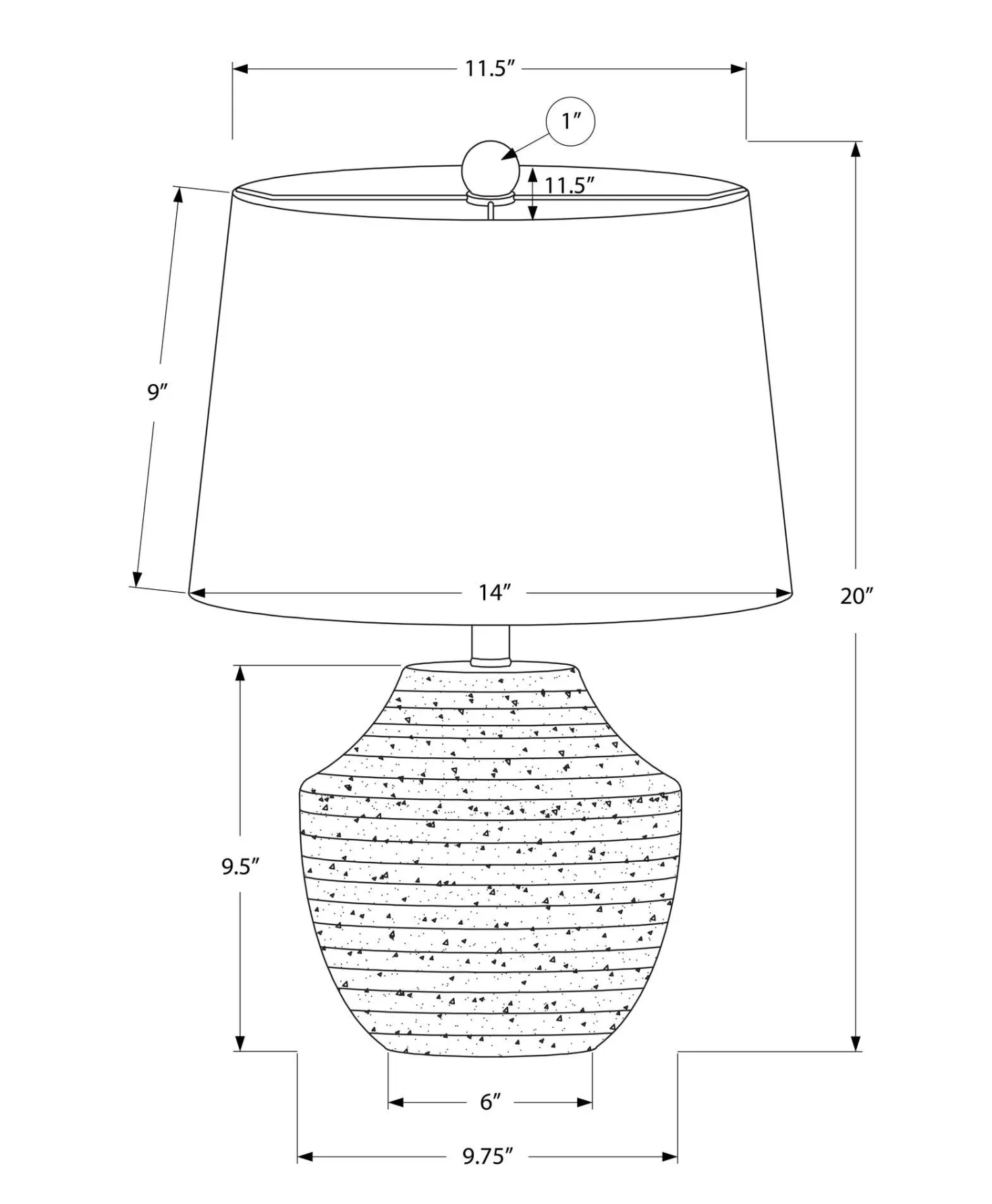Lampe de table 20"H en béton