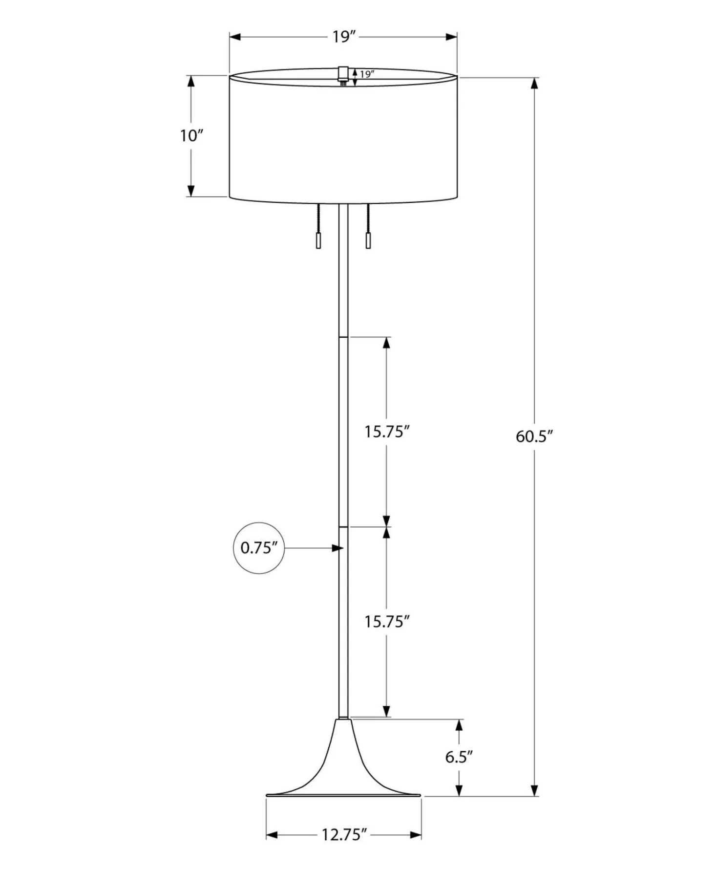 Lampe sur pied 61" en métal