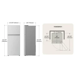 LG Réfrigérateur 11,9 pi3 24 po Argent platine Congélateur en haut - LT11C2000V