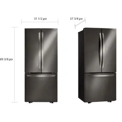 LG Réfrigérateur de 21,8 pi3 30 po Acier inoxydable noir Congélateur en bas, Portes françaises - LRFNS2200D