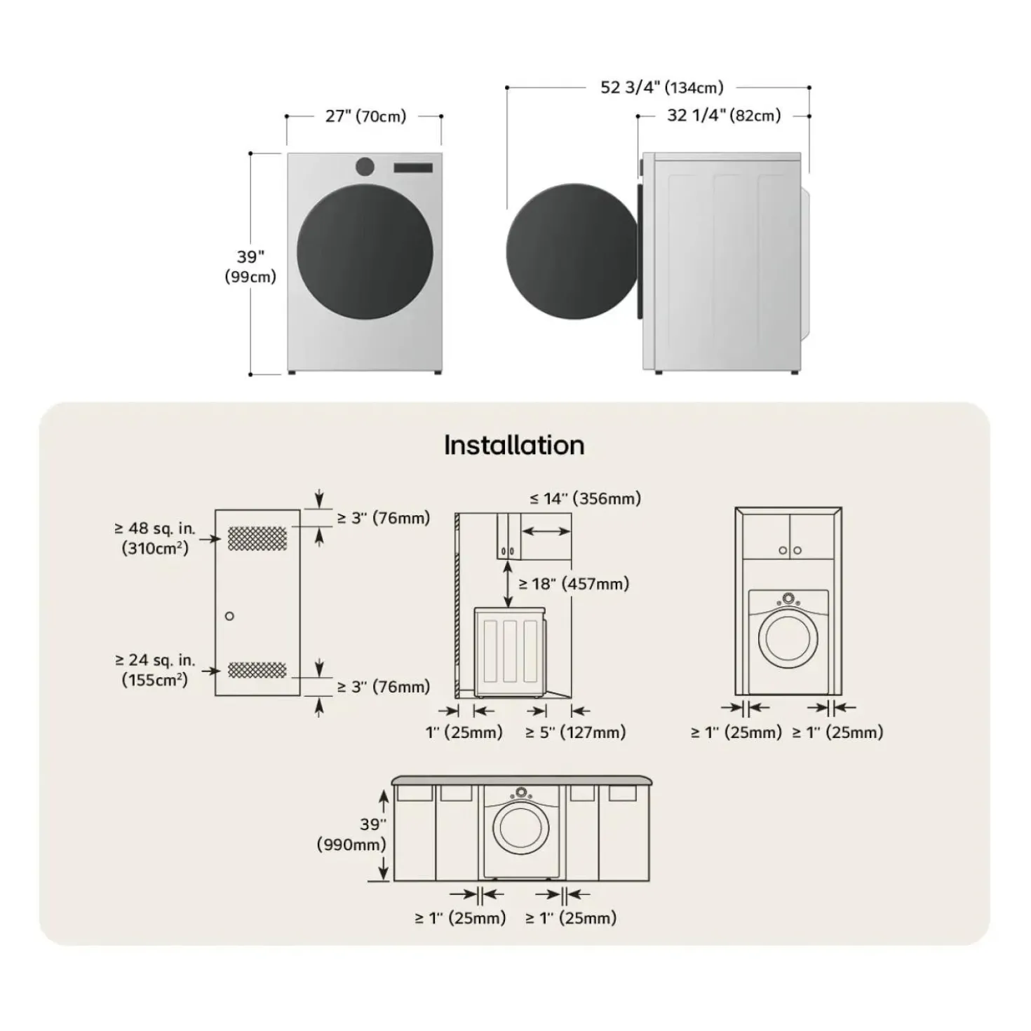 LG Sécheuse Chargement frontal Acier Graphyte 27" - DLHC5502V