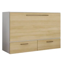 Lit cabinet queen avec matelas 6,5 po - naturel