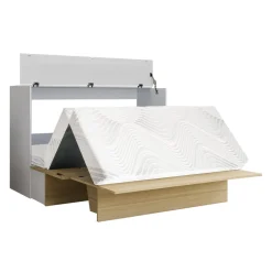Lit cabinet queen avec matelas 6,5 po - naturel