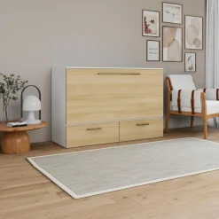 Lit cabinet queen avec matelas 6,5 po - naturel