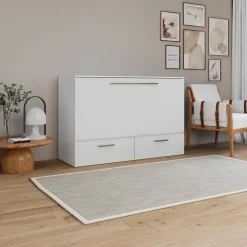 Lit cabinet queen avec matelas 6,5 po - blanc