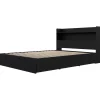 Lit double avec rangement 3 tiroirs et tête de lit (54") - Nexera