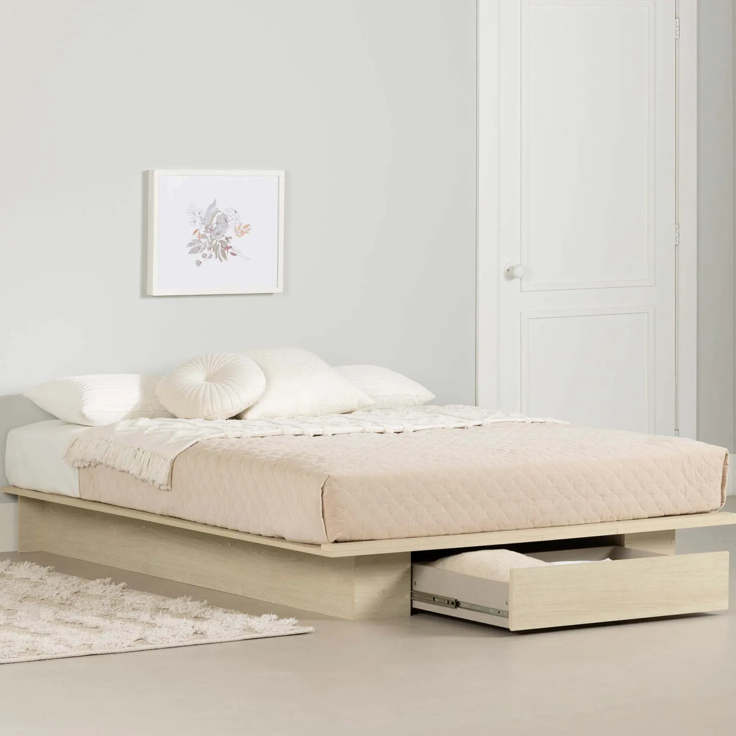 Lit double/queen avec rangement 1 tiroir (54"/60") - South Shore